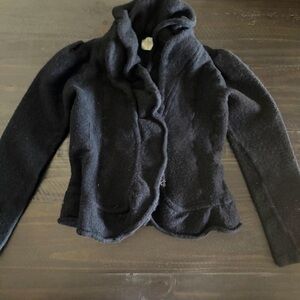 Vintage Black Ruffled Cardigan